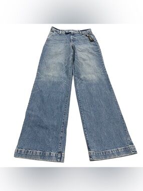 NEW Express Wide Leg Jeans High Rise 4 Long / Tall Trouser Distressed
